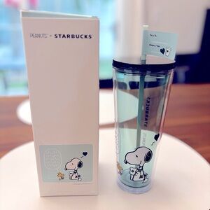 2025 PEANUTS X STARBUCKS Love Plastic Cold Cup Tumbler 24oz Snoopy Woodstock NWT